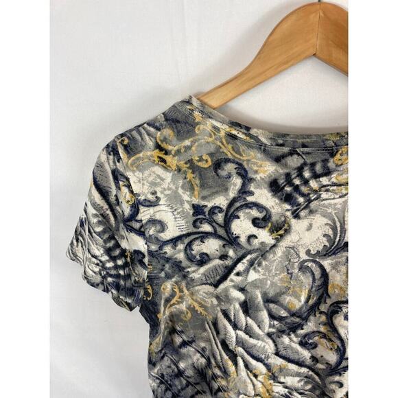 Chicos Patterned Pleated Tshirt Size 0 / Small - Picture 5 of 6